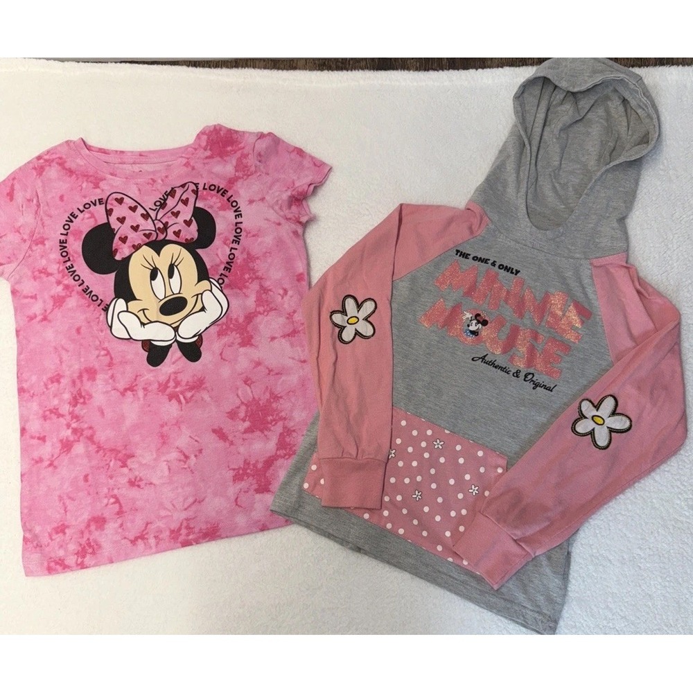 Minnie‎ Mouse Set 2 Shirt L (10-12) And Hoodie Med  Pink